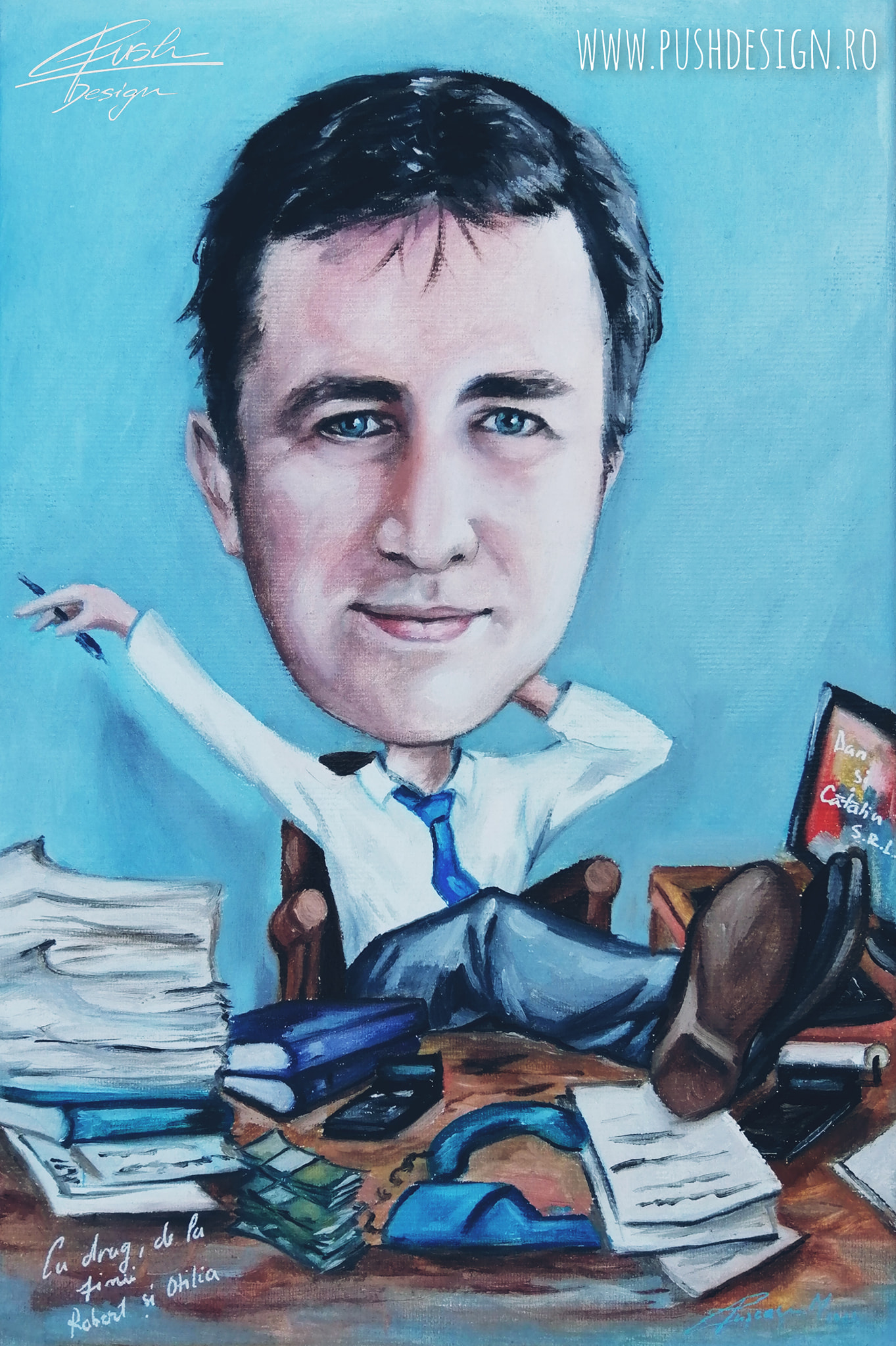 Un Portret caricaturizat - pictat in ulei pe panza - imagine 4