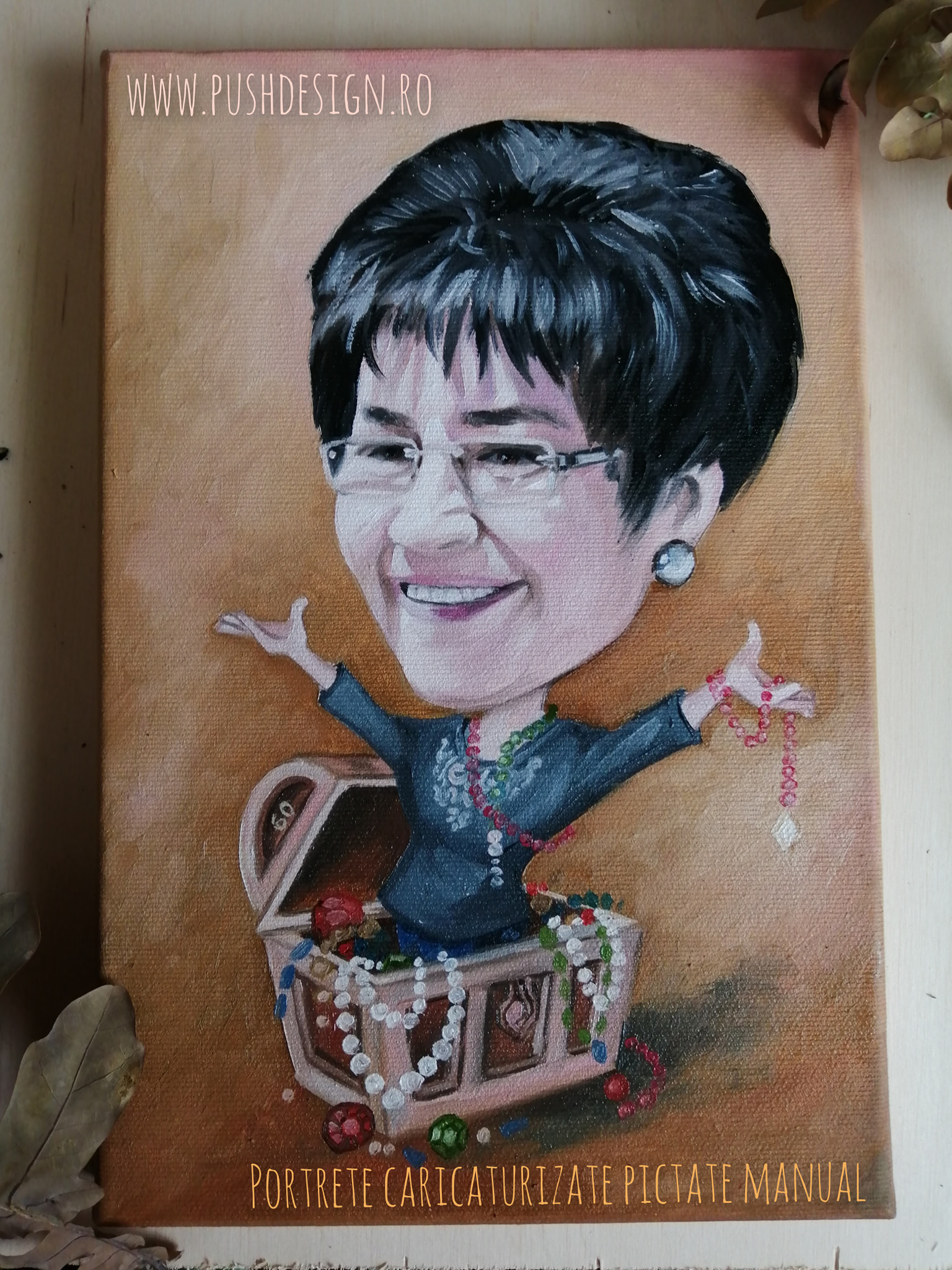 Un Portret caricaturizat - pictat in ulei pe panza - imagine 7
