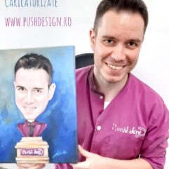 Un Portret caricaturizat - pictat in ulei pe panza