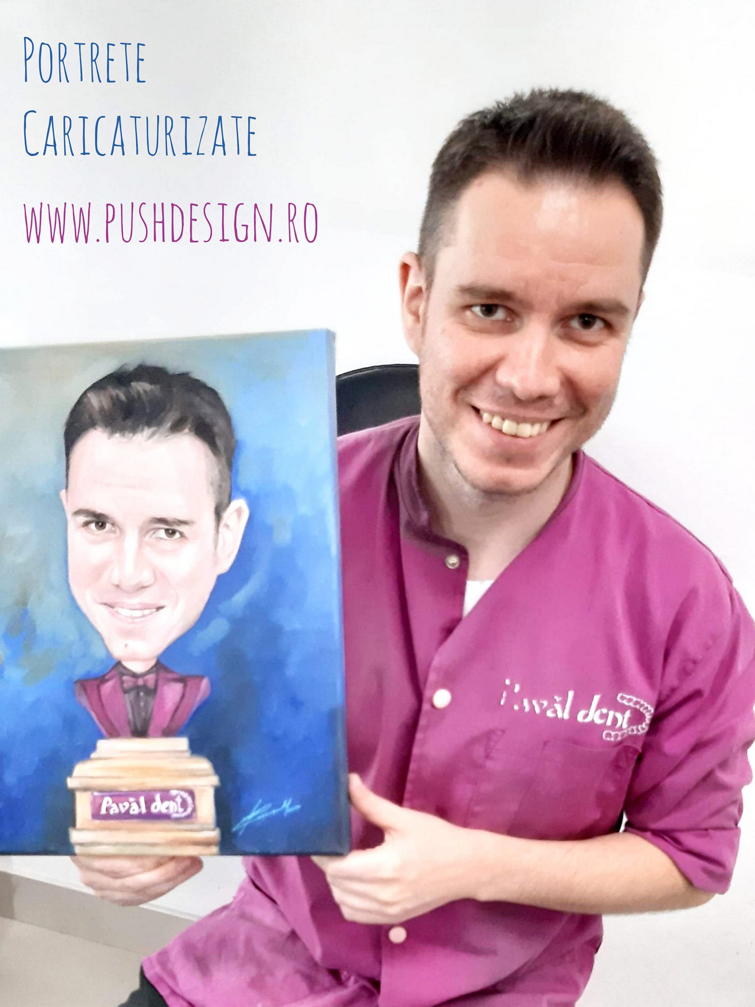 Un Portret caricaturizat - pictat in ulei pe panza