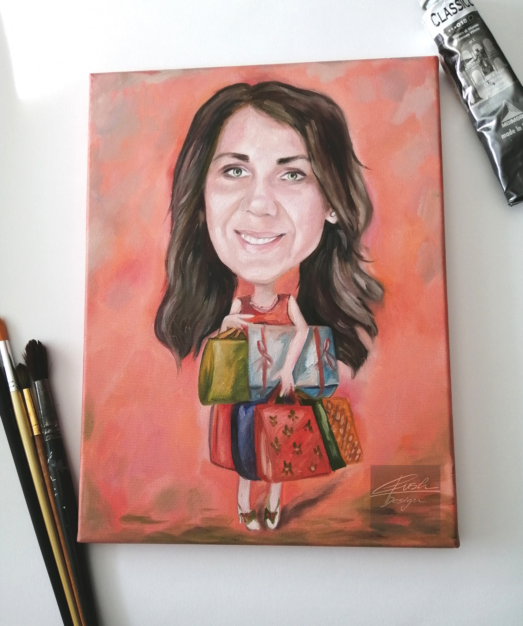 Un Portret caricaturizat - pictat in ulei pe panza - imagine 5