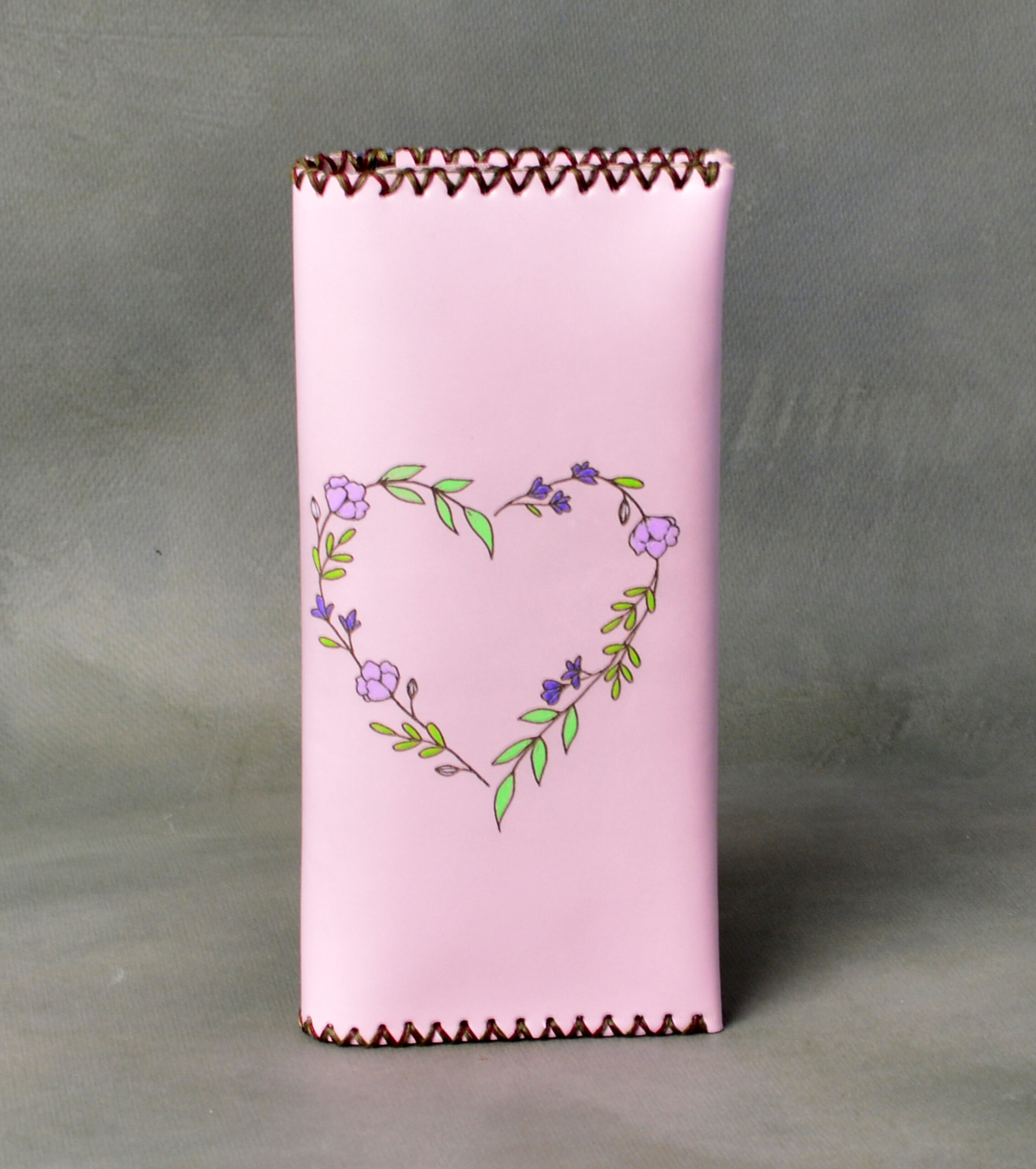 Portofel din piele naturala "FLOWER HEART"