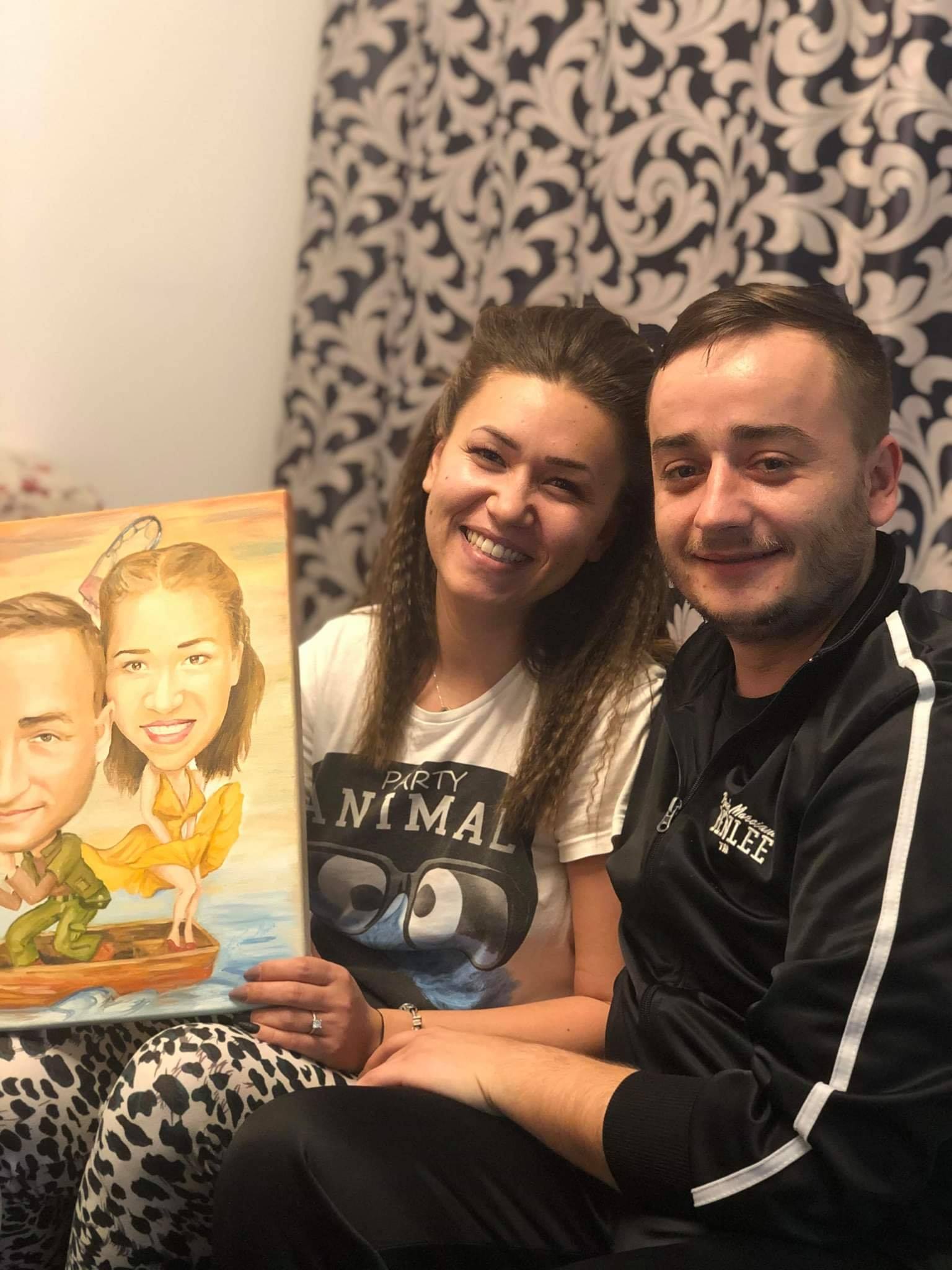 Doua Portrete caricaturizate - pictate in ulei pe panza - imagine 4