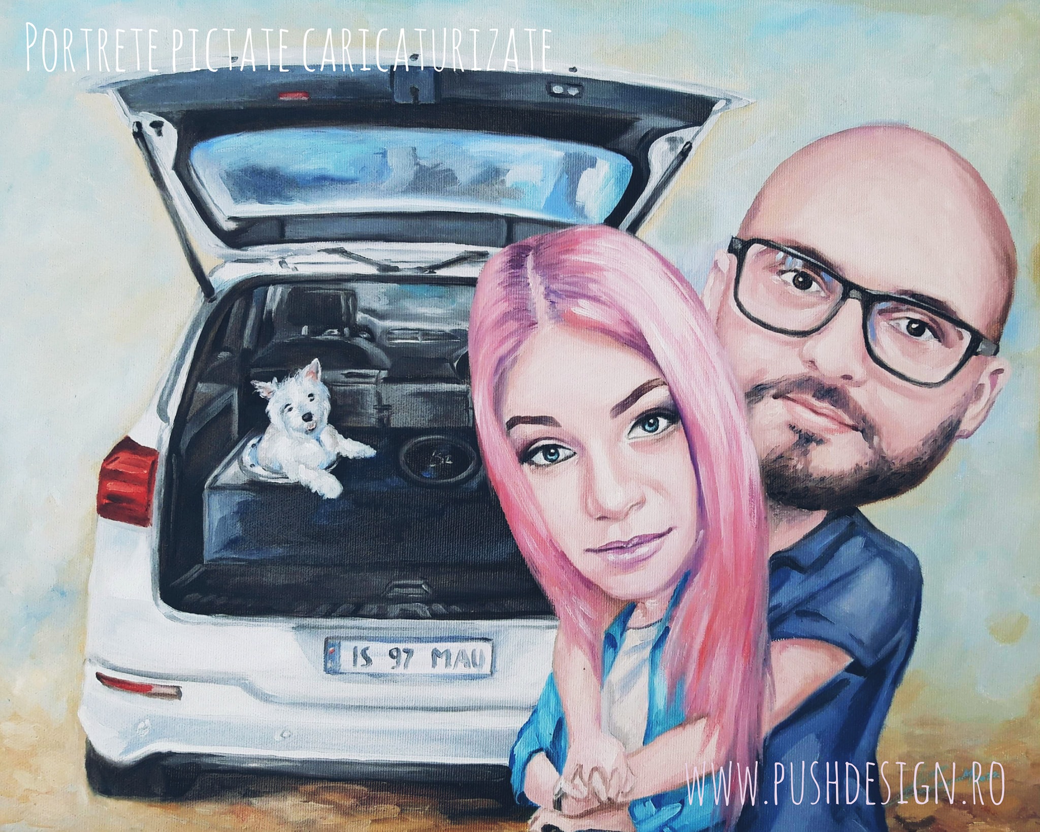 Trei Portrete caricaturizate - pictate in ulei pe panza - imagine 2